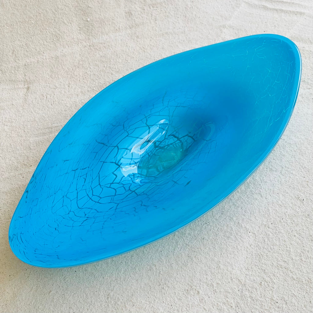 Blown glass - propellor ‘azurith’ bowl by Emil Kováč