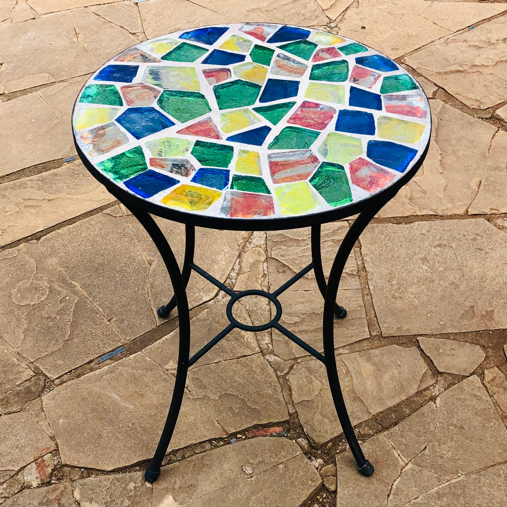Dalle de Verre table ~ 60cm diameter, 77cm high