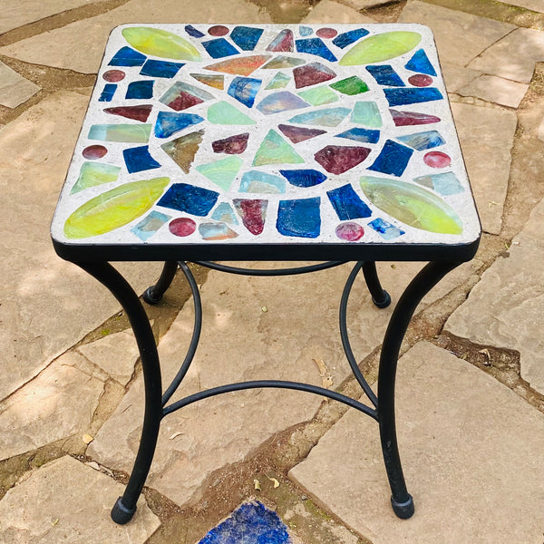 Dalle de Verre side table ~ 40cm square, 48cm high