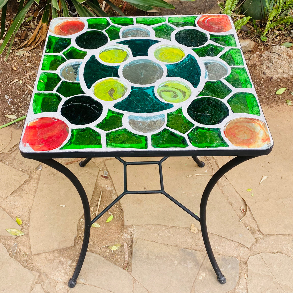 Dalle de Verre table ~ 60cm x 60cm square , 77cm high