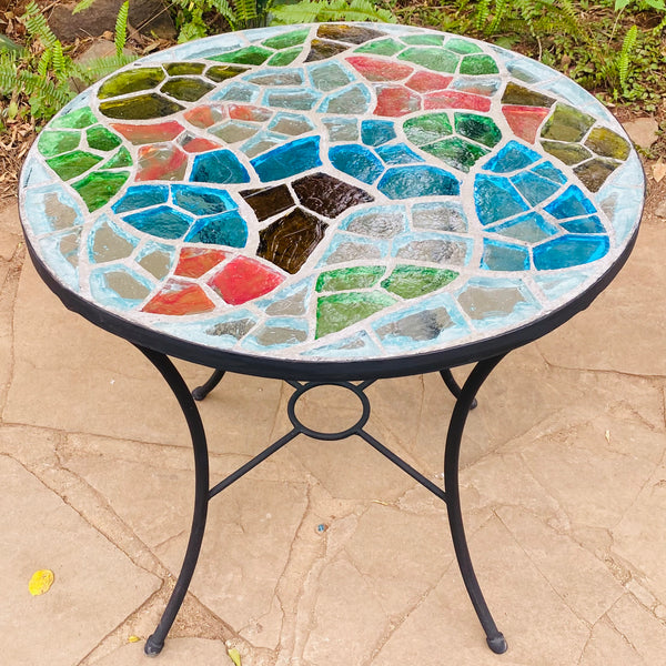 Dalle de Verre table ~ 80cm diameter, 77cm