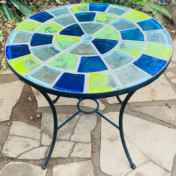 Dalle de Verre table ~ 80cm diameter, 77cm