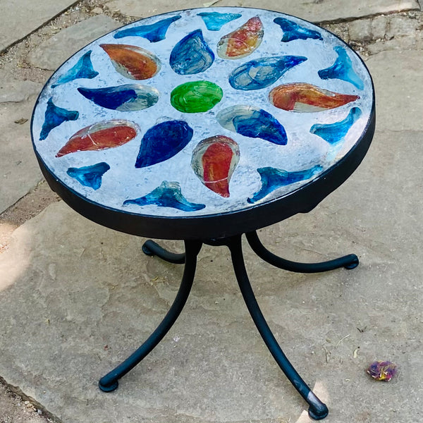 Dalle de Verre stool ~ 30cm diameter, 30cm high