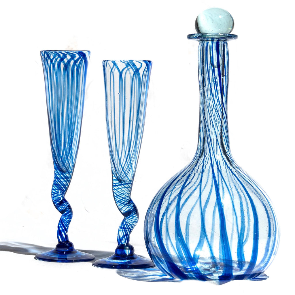 Blown glass - gift set 5 - decanter & 2 flutes