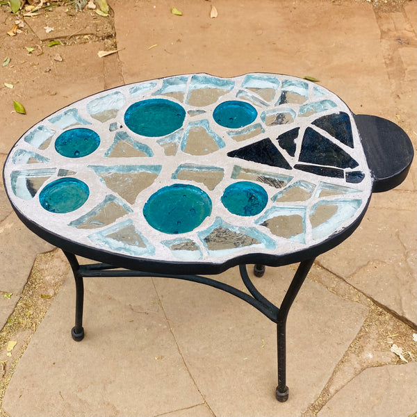 Dalle de Verre side table 'Beetle' series ~ 30 x 45cm, 40cm high