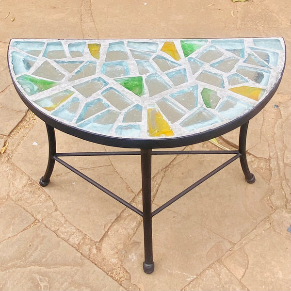 Dalle de Verre table - 'half round' ~ 60cm diameter, 30cm radius, 50cm high