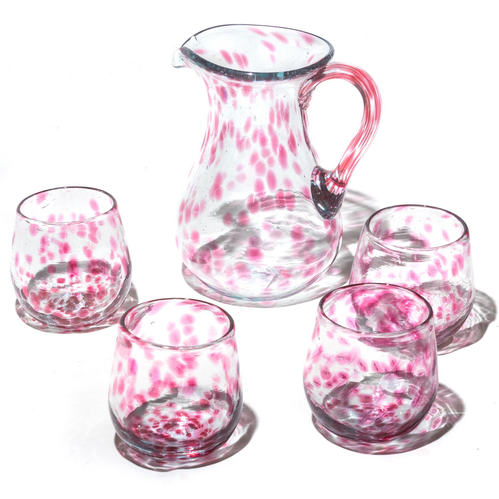 Blown glass - gift set 4 - jug & 4 tumblers