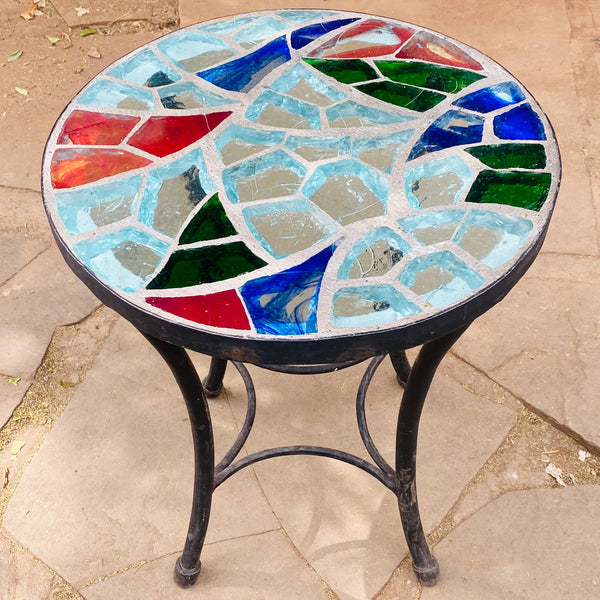 Dalle de Verre coffee table ~ 40cm diameter, 48cm high