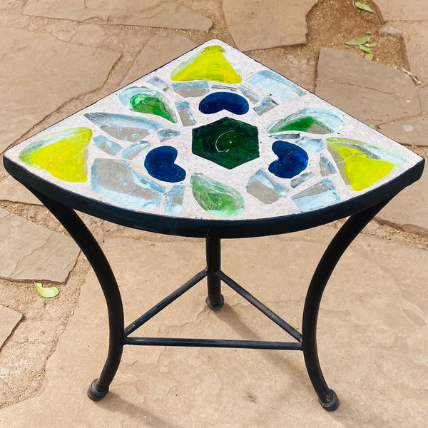 Dalle de Verre stool - 'quarter round' ~ 27cm radius, 50cm high