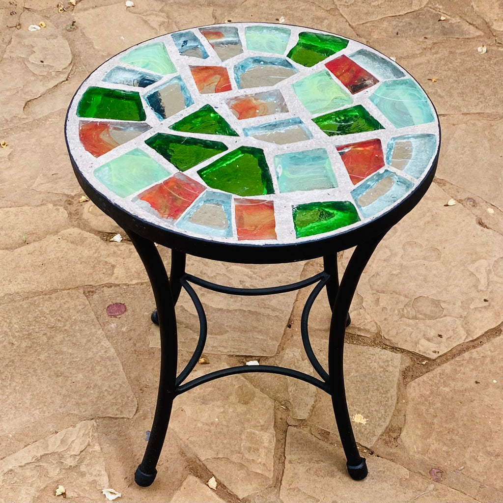 Dalle de Verre coffee table ~ 40cm diameter, 48cm high