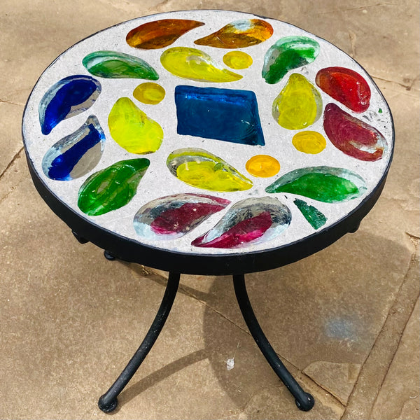Dalle de Verre stool ~ 30cm diameter, 30cm high