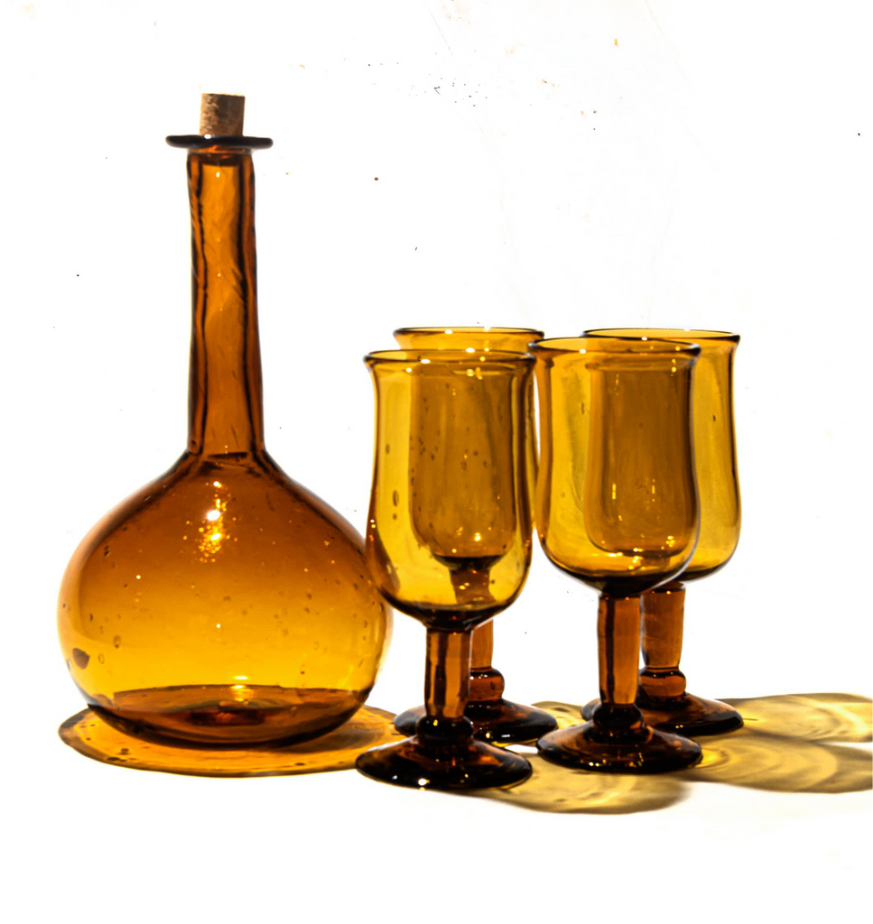 Blown glass - gift set 1 - decanter & 4 goblets