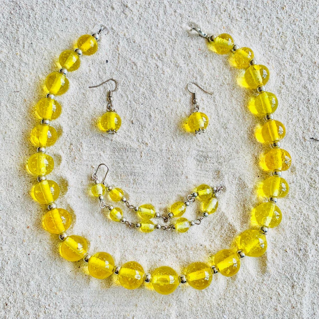 warm yellow necklace,bracelet and earrings gift set 2