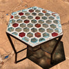 Dalle de Verre coffee table ~ 50 x 40cm hexagon, 48cm high