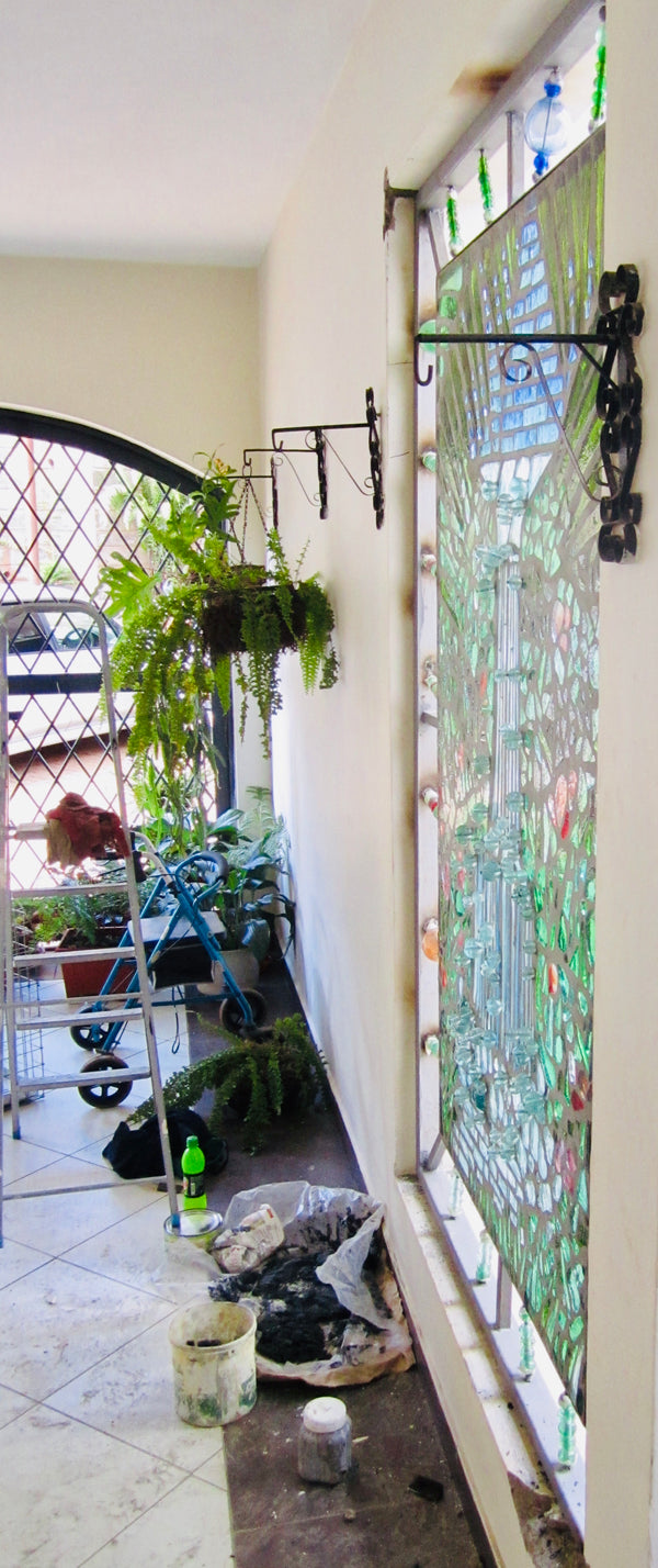 Dalle de Verre 'Waterfall' panel ~ 1.8 x 1m