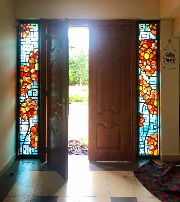 Dalle de Verre ‘O’Keefe Poppies’ door accent