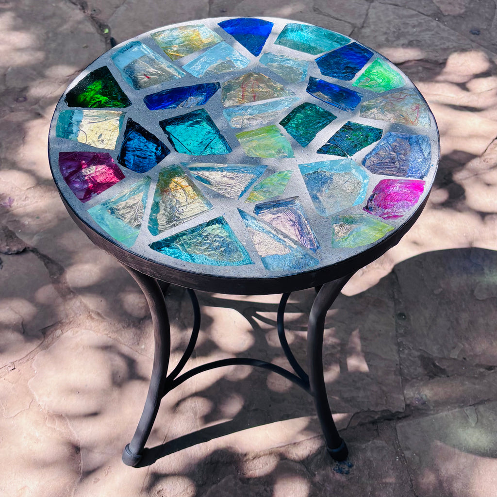 Dalle de Verre coffee table ~ 40cm diameter, 48cm high