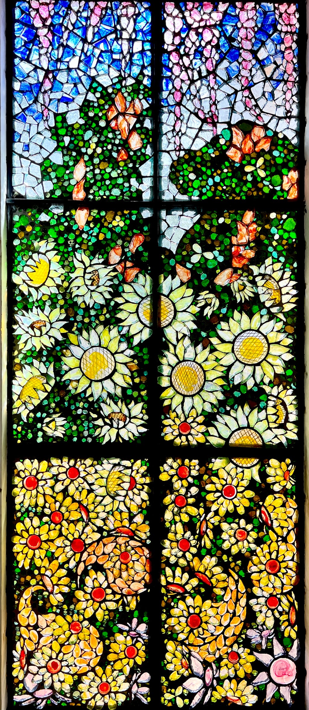 Dalle de Verre 'Karen country flower garden' 8 panels ~ 10m square