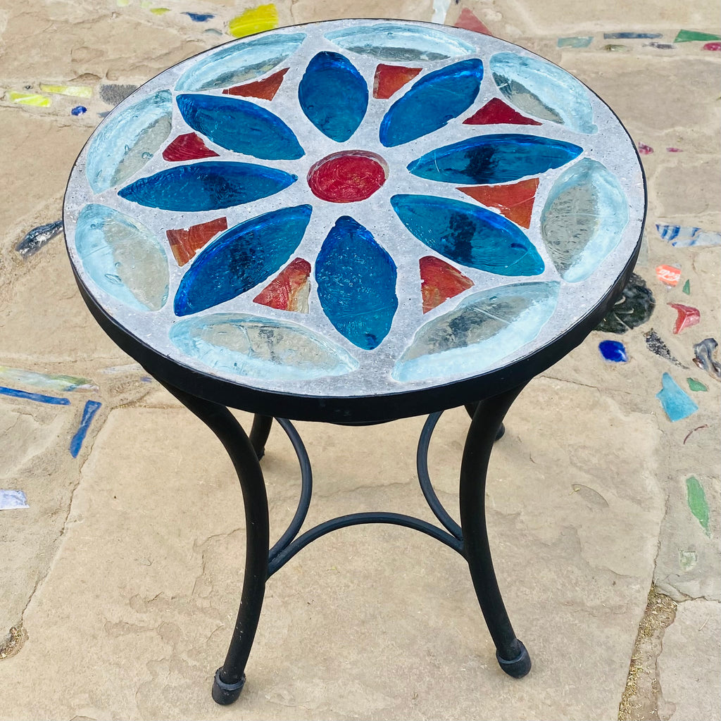 Dalle de Verre coffee table ~ 40cm diameter, 48cm high