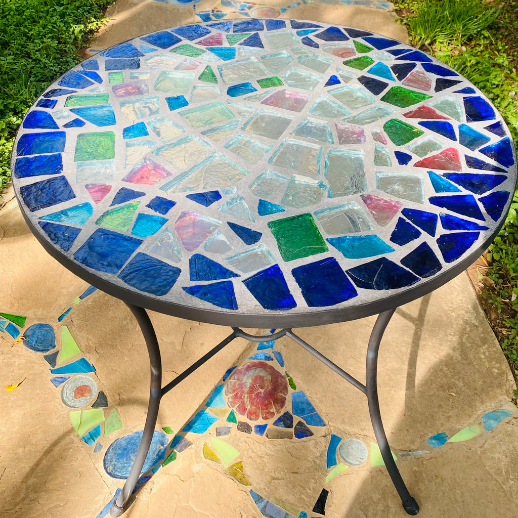 Dalle de Verre table ~ 80cm diameter, 77cm