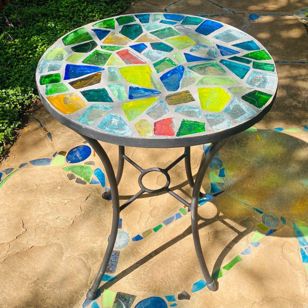 Dalle de Verre table ~ 60cm diameter, 77cm high