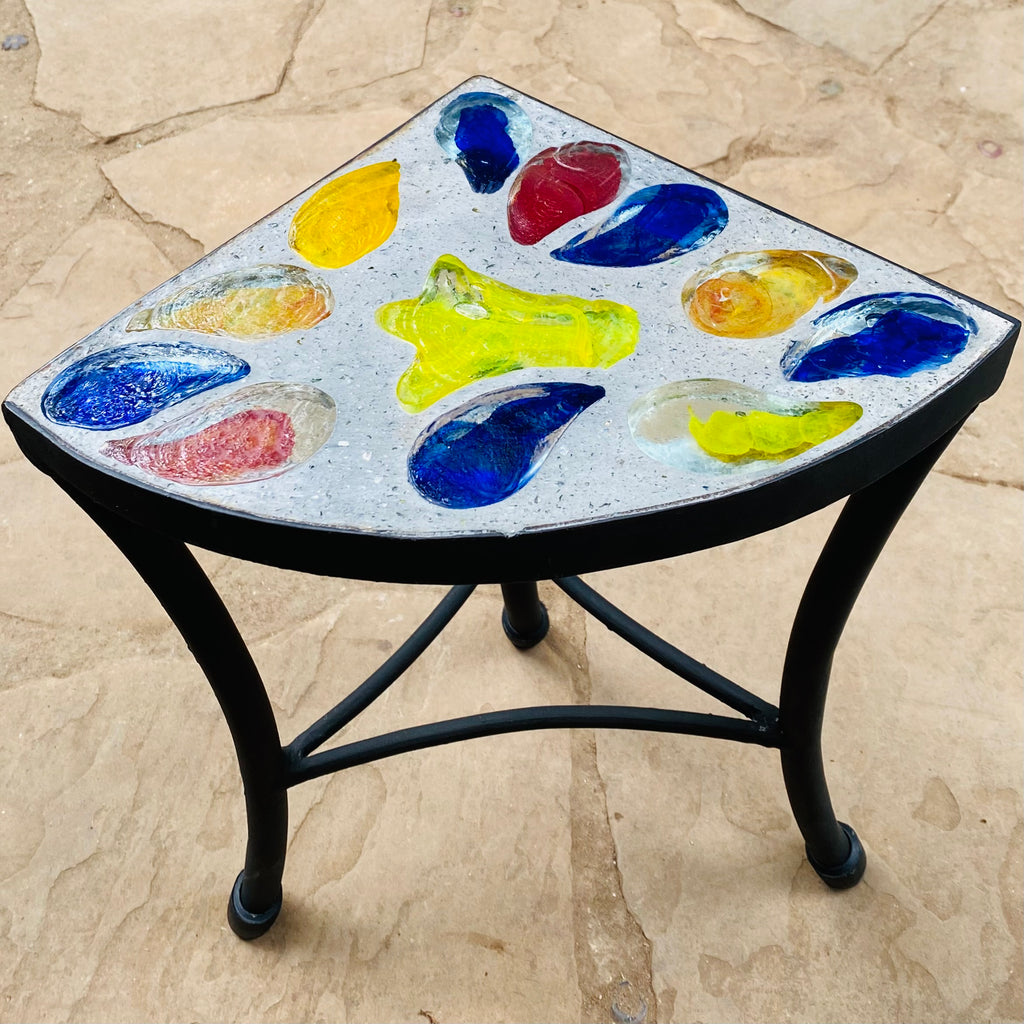 Dalle de Verre stool - 'quarter round' ~ 27cm radius, 50cm high