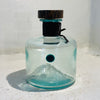 Blown glass - bottle with leather webbing & palm wood stopper