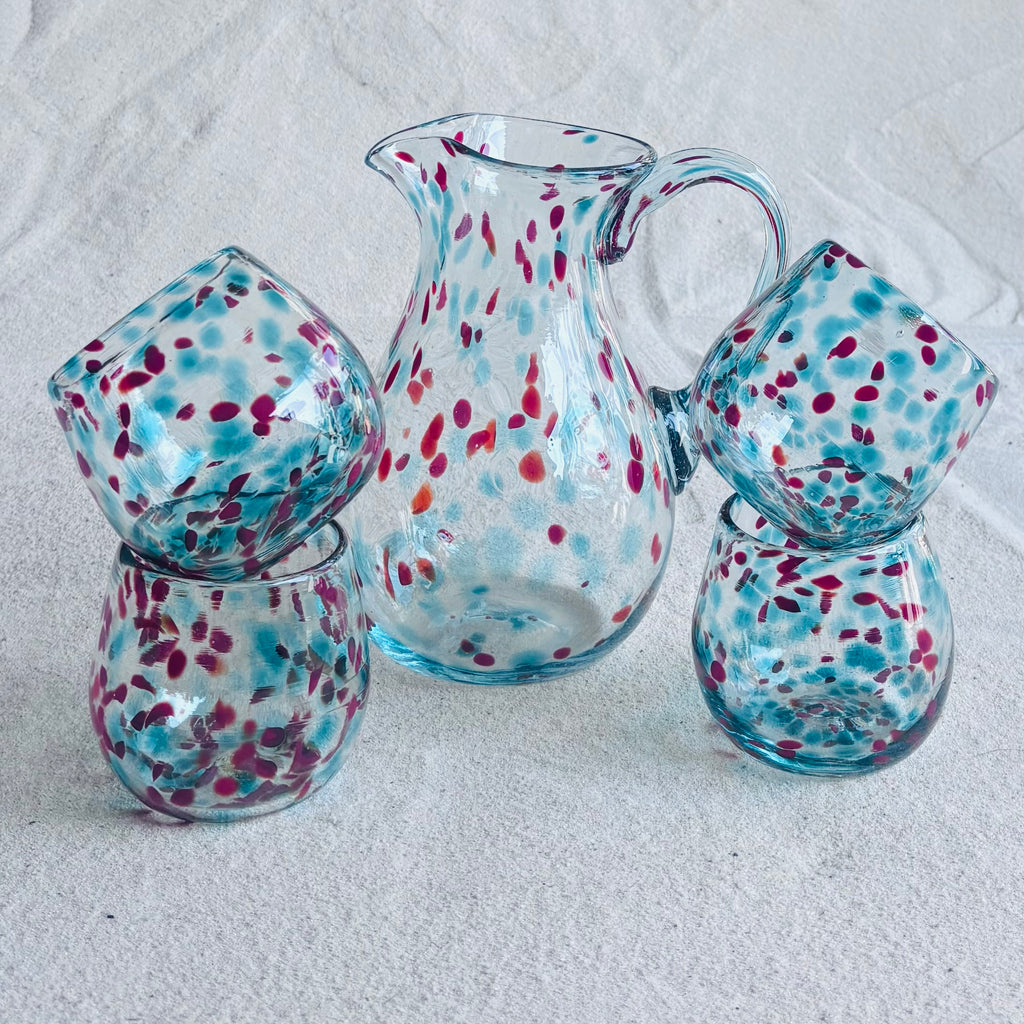 Blown glass - gift set 4 - jug & 4 tumblers