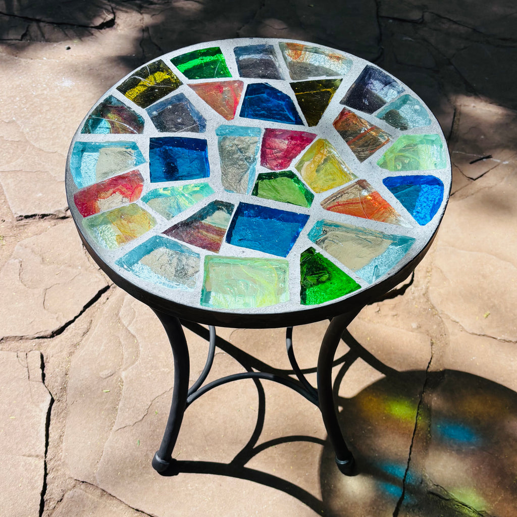 Dalle de Verre coffee table ~ 40cm diameter, 48cm high