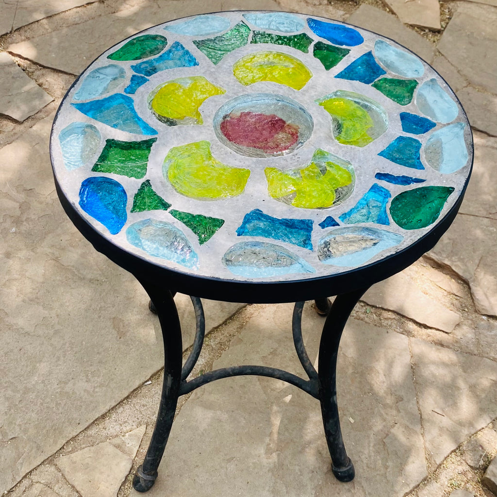 Dalle de Verre coffee table ~ 40cm diameter, 48cm high