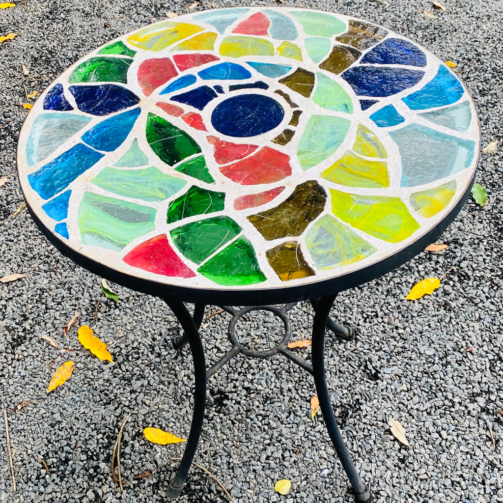 Dalle de Verre table ~ 60cm diameter, 77cm high