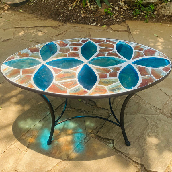 Dalle de Verre coffee table ~ 100 x 60cm oval, 50cm high