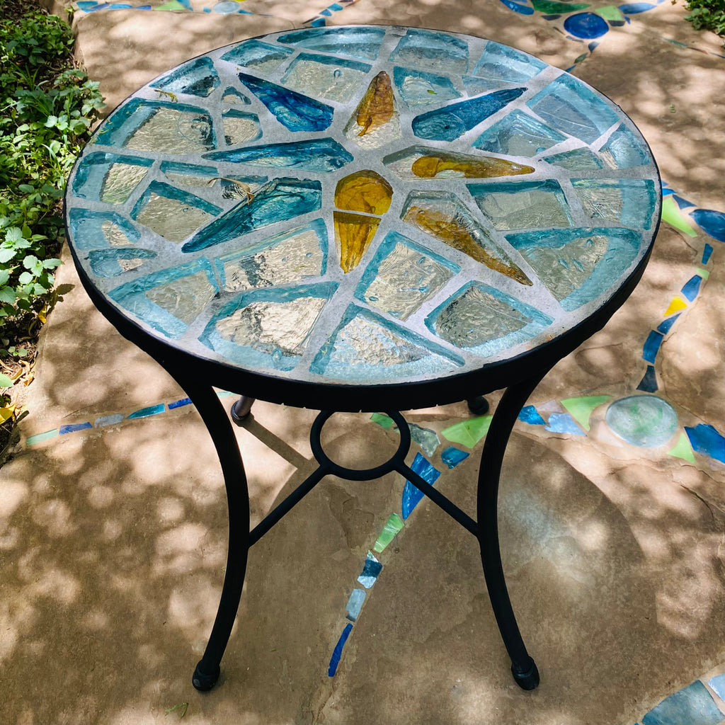 Dalle de Verre coffee table ~ 50cm diameter, 50cm high