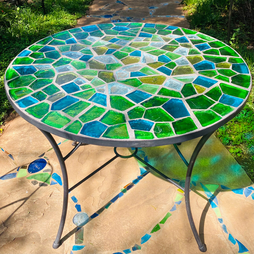 Dalle de Verre table ~ 100cm diameter, 77cm high