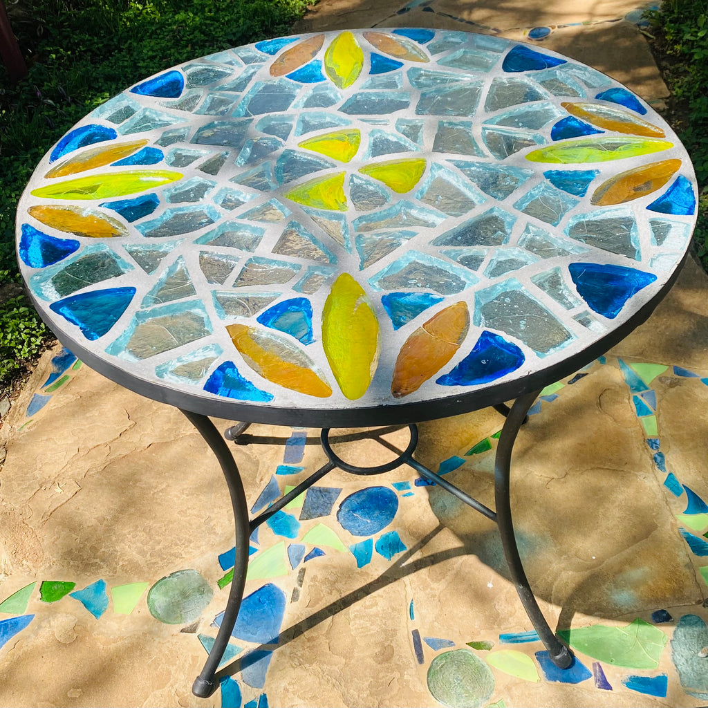 Dalle de Verre table ~ 80cm diameter, 77cm