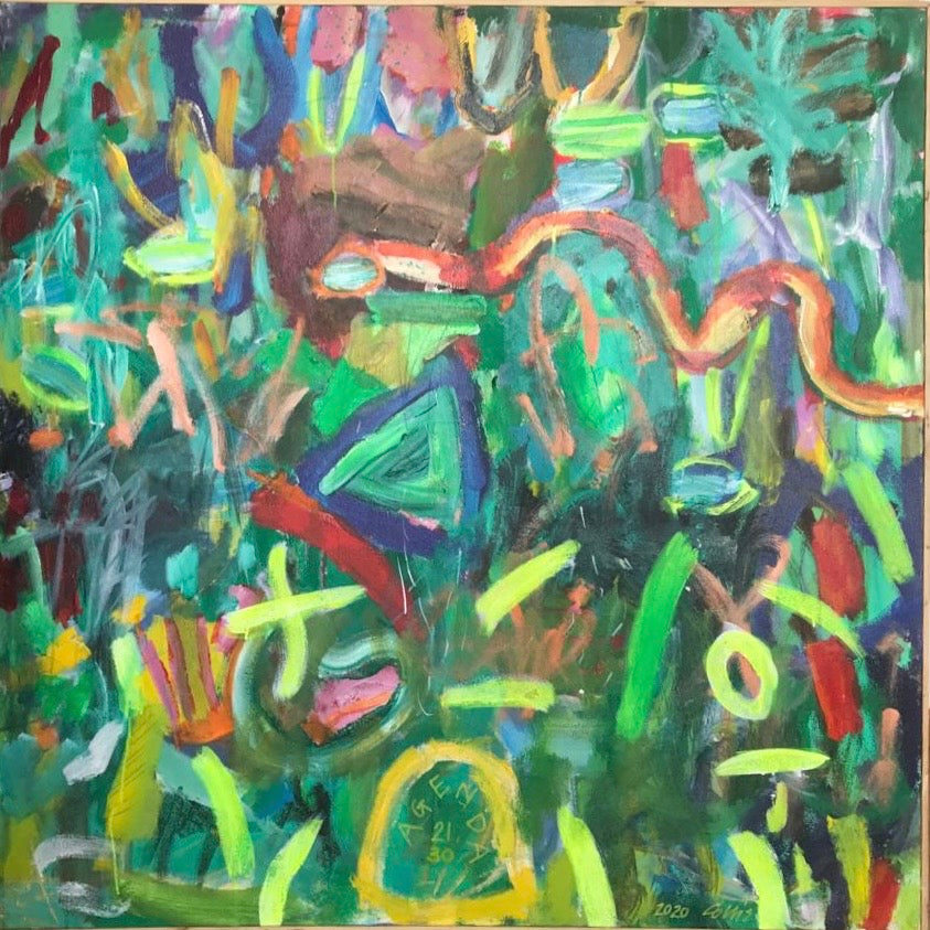 Painting - Mary Collis 'Agenda' - oil on canvas - 128cm x 128cm 2020