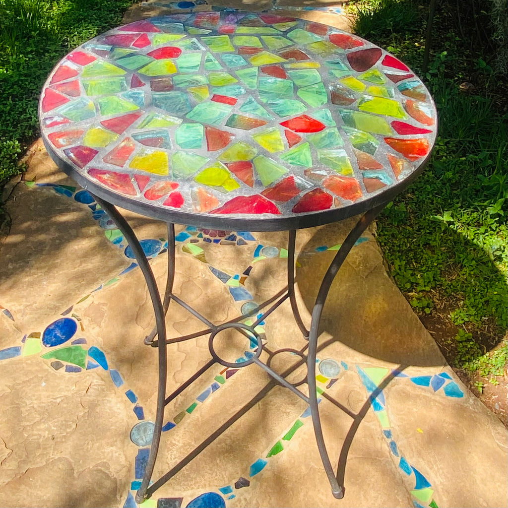 Dalle de Verre bar table ~ 76cm diameter, 106cm high