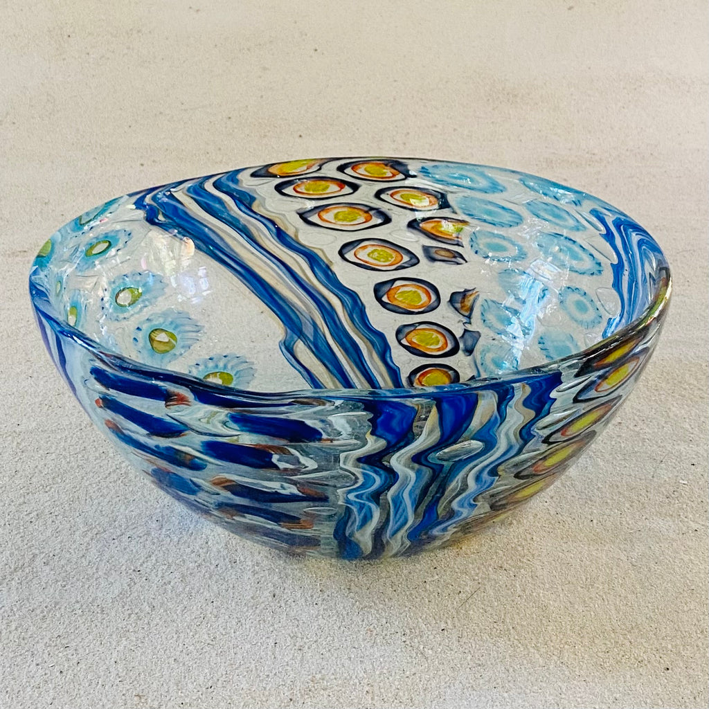 Blown glass - bowl 33cm 'Coral garden' murrine