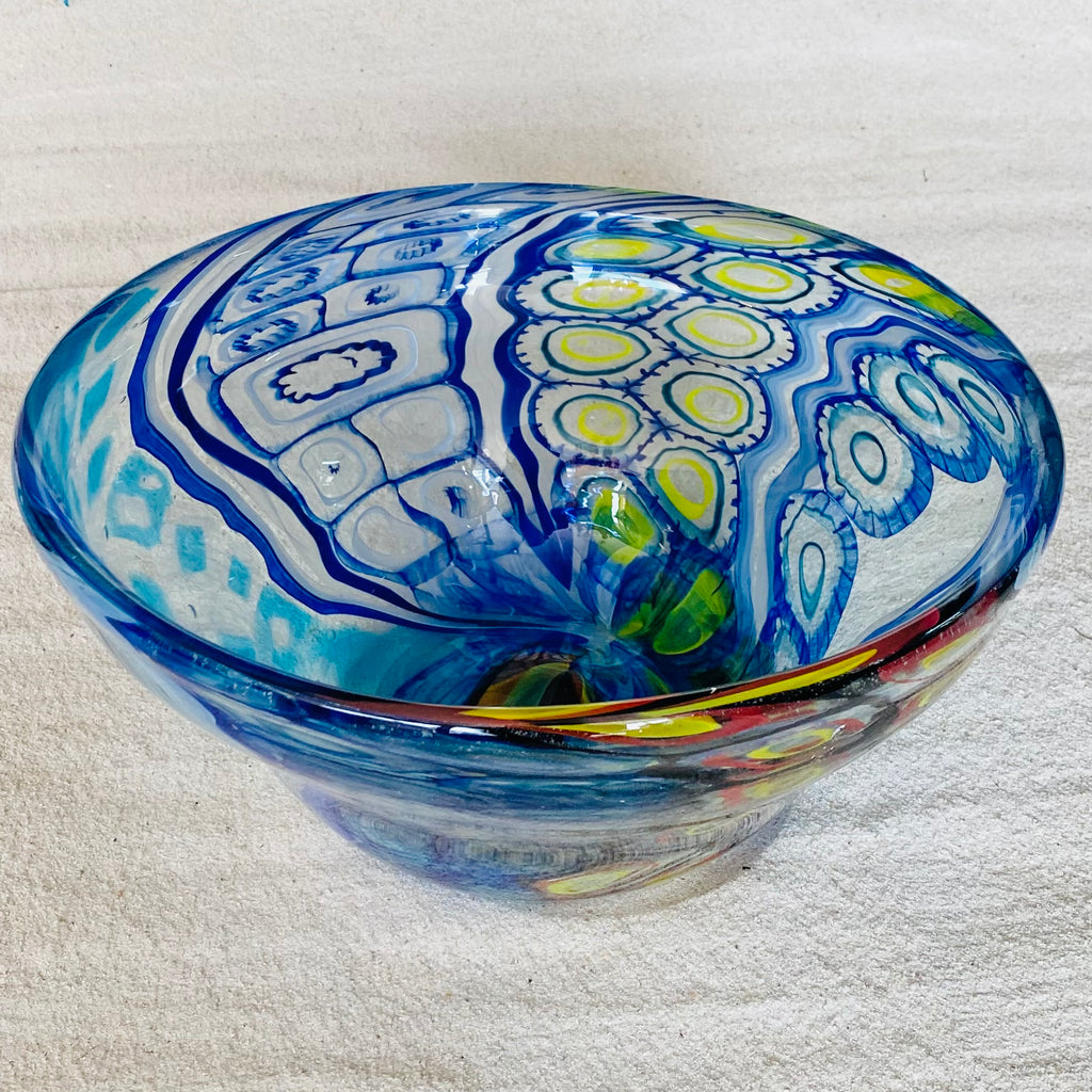 Blown glass - bowl 33cm 'Coral garden' murrine