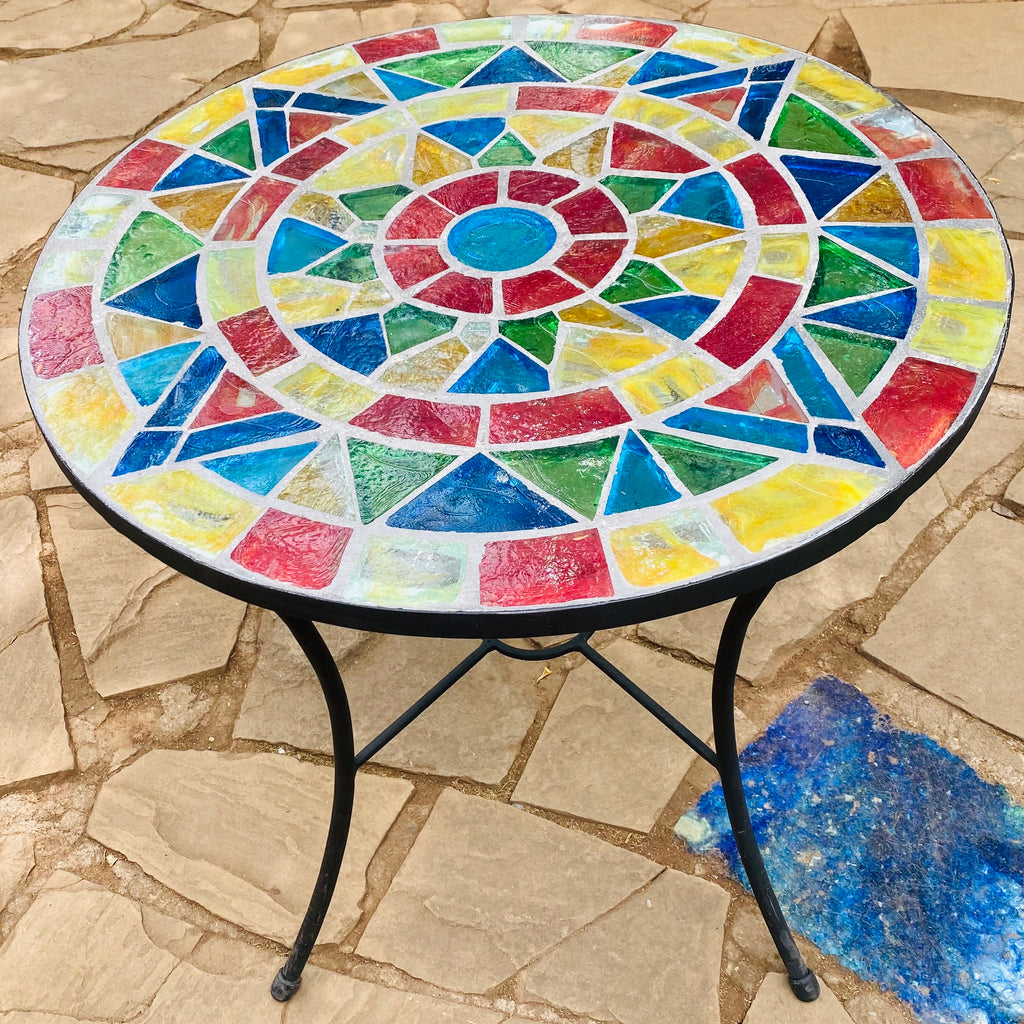 Dalle de Verre table ~ 80cm diameter, 77cm