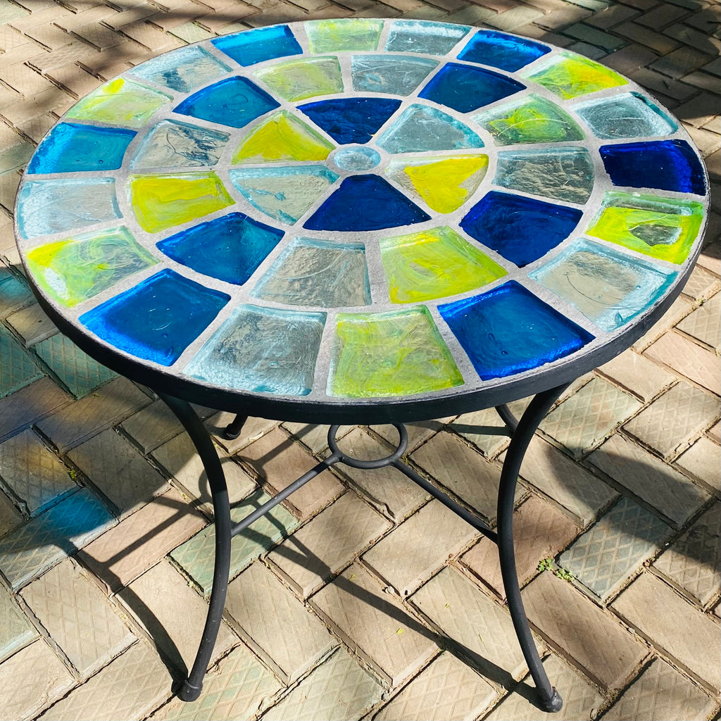 Dalle de Verre table ~ 80cm diameter, 77cm