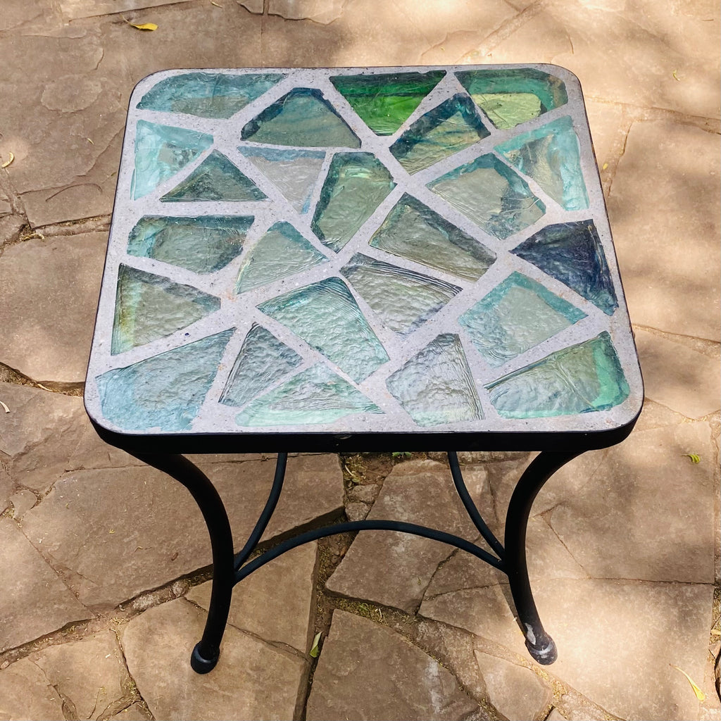 Dalle de Verre side table ~ 40cm square, 48cm high