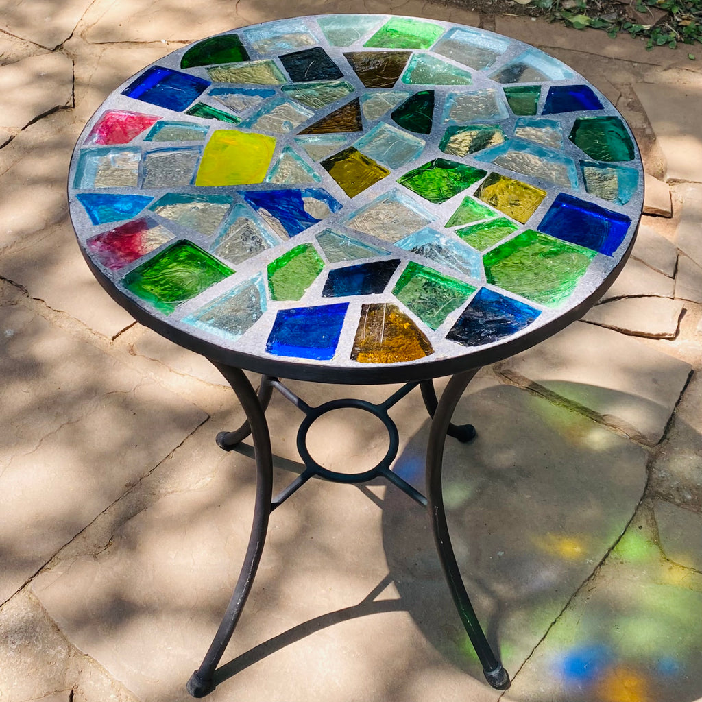 Dalle de Verre table ~ 60cm diameter, 77cm high