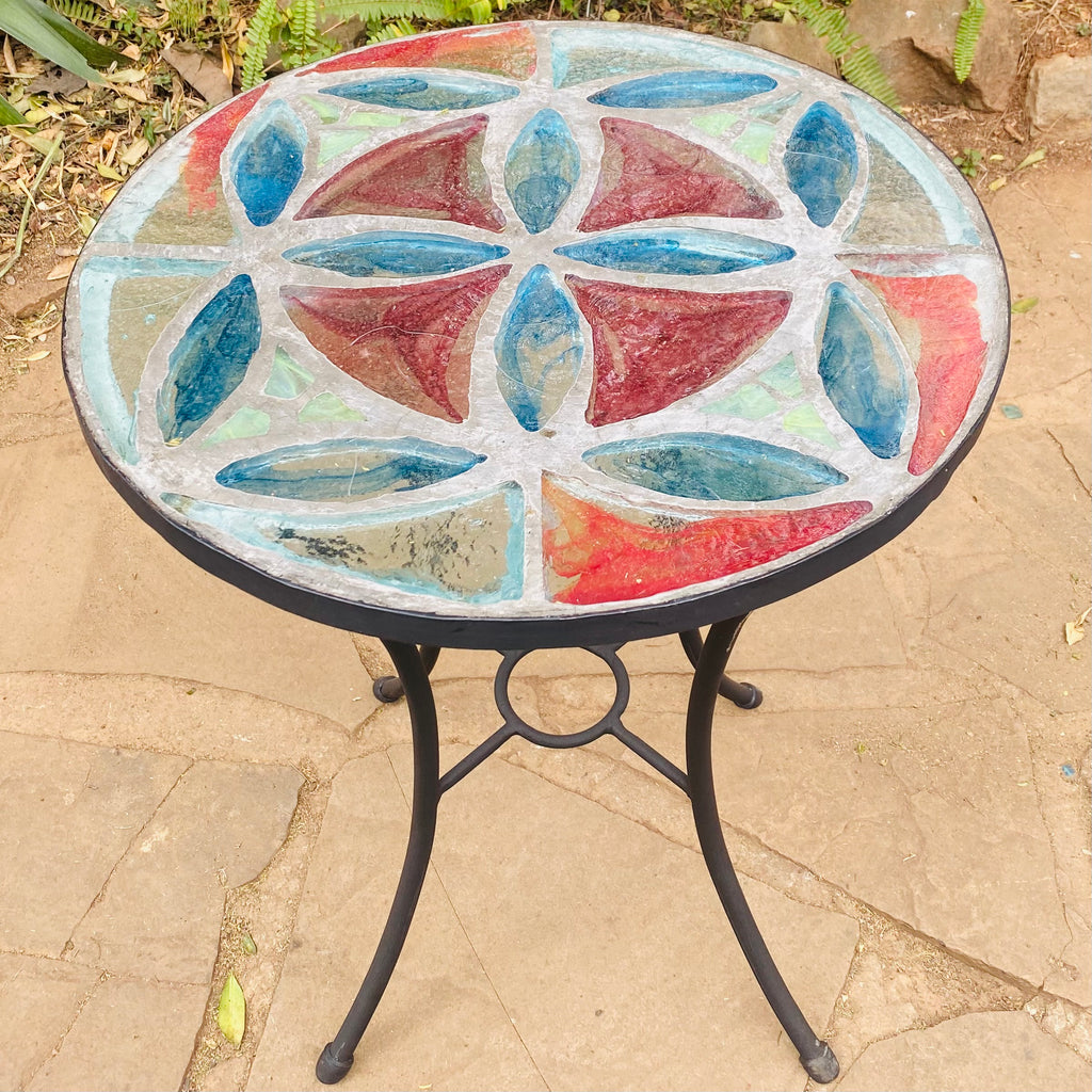 Dalle de Verre table ~ 60cm diameter, 77cm high