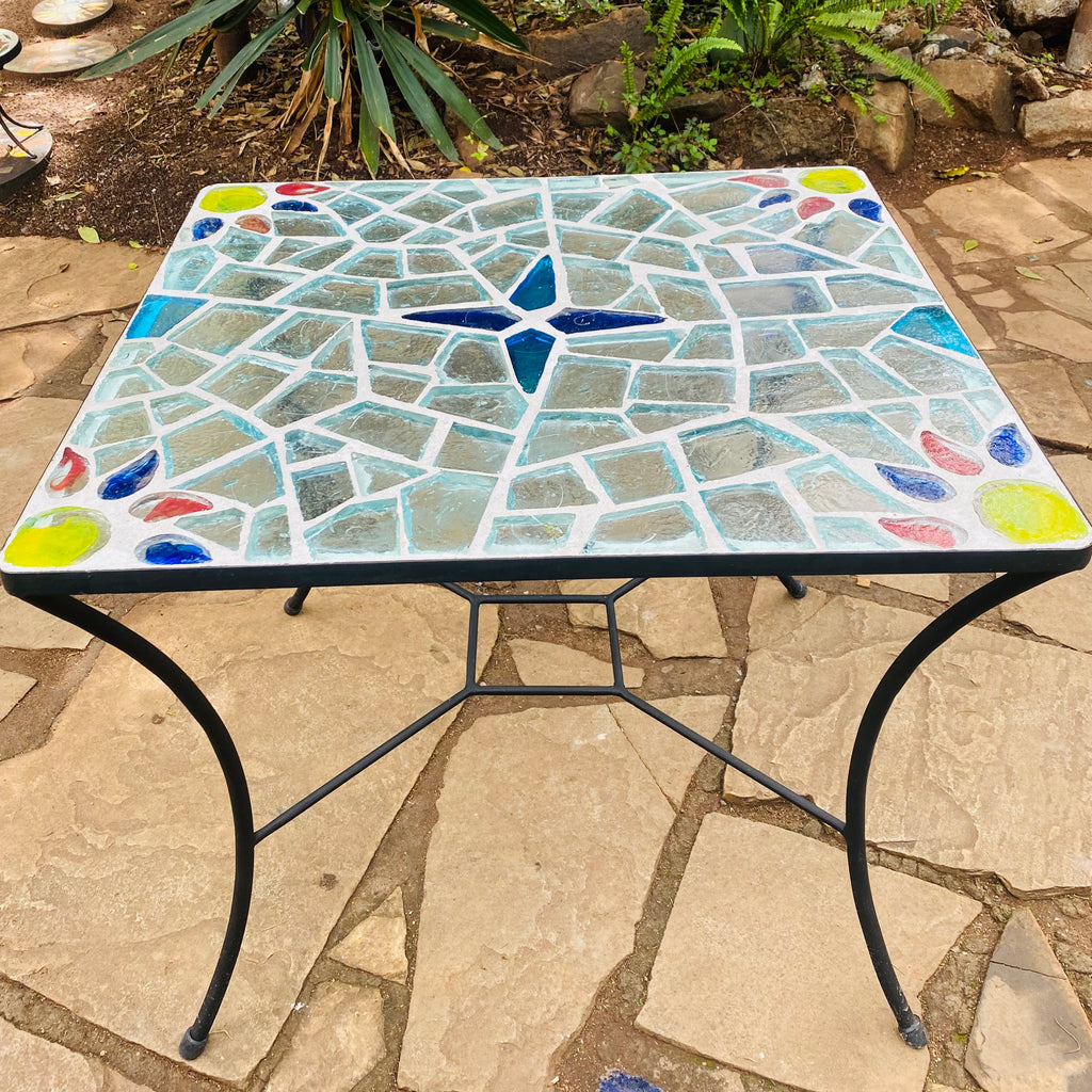 Dalle de Verre table ~ 80 x 90cm rectangle, 77cm high
