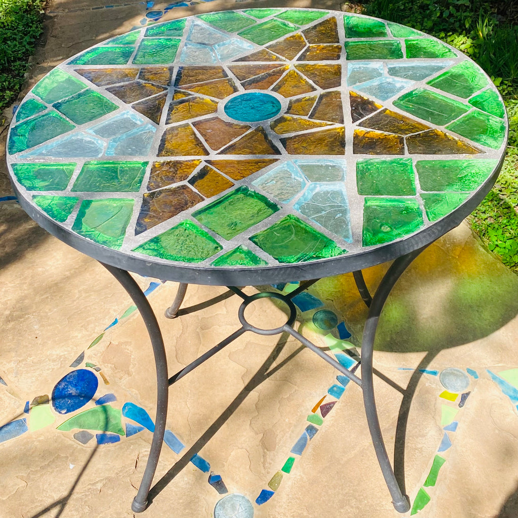 Dalle de Verre table ~ 80cm diameter, 77cm