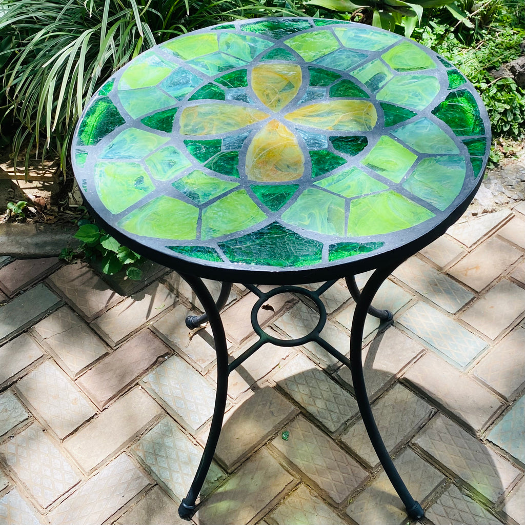 Dalle de Verre table ~ 60cm diameter, 77cm high