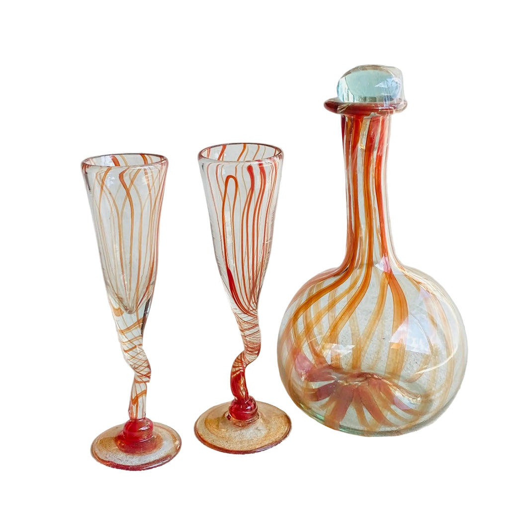 Blown glass - gift set 5 - decanter & 2 flutes