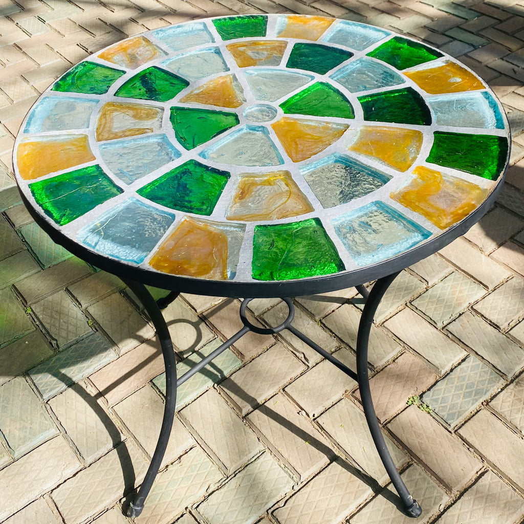 Dalle de Verre table ~ 80cm diameter, 77cm