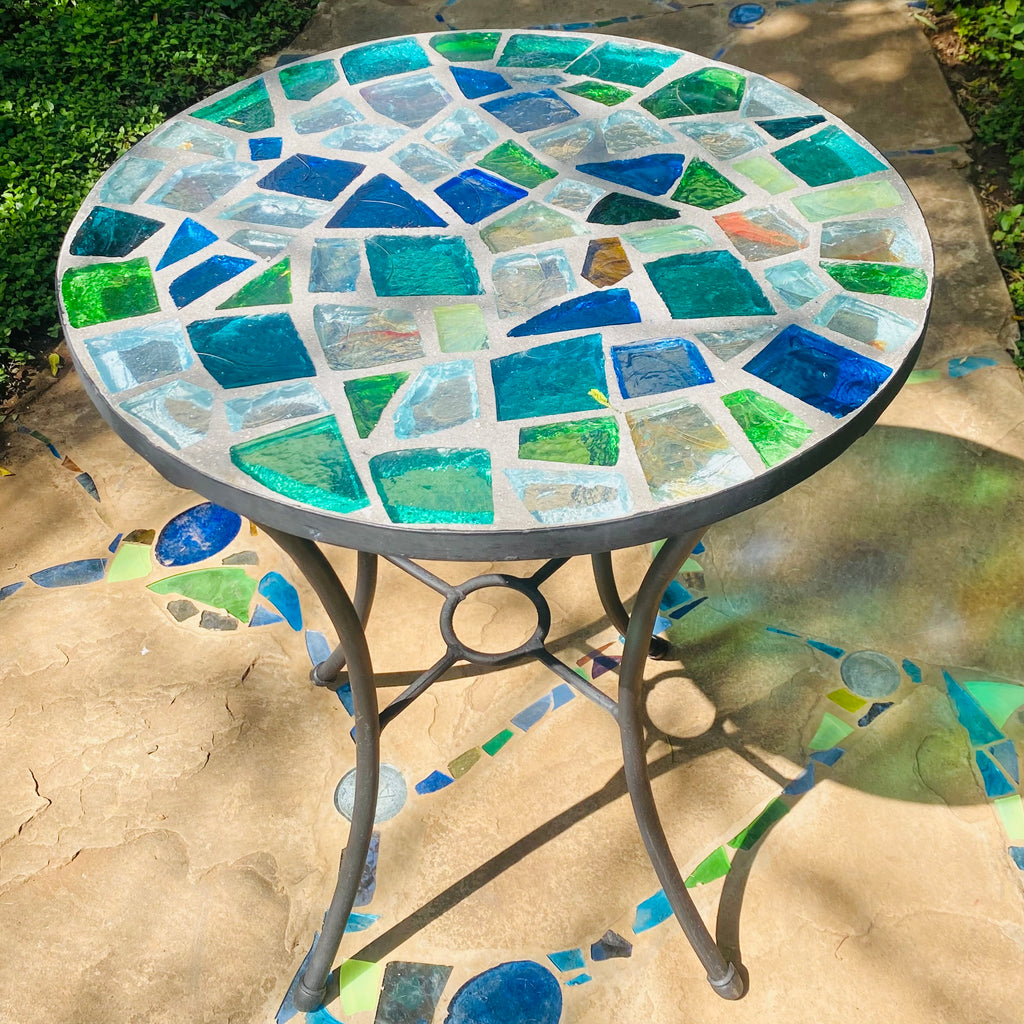 Dalle de Verre table ~ 60cm diameter, 77cm high
